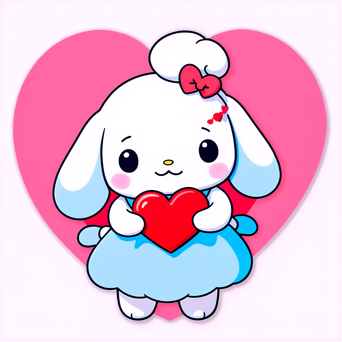 Cinnamoroll holding a heart sticker