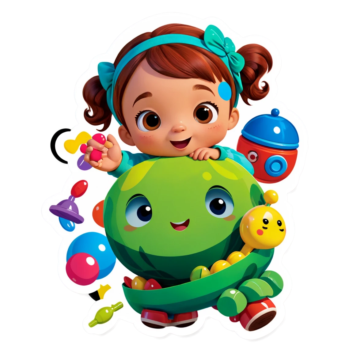 Cocomelon with toys, character sticker, Cocomelon sticker