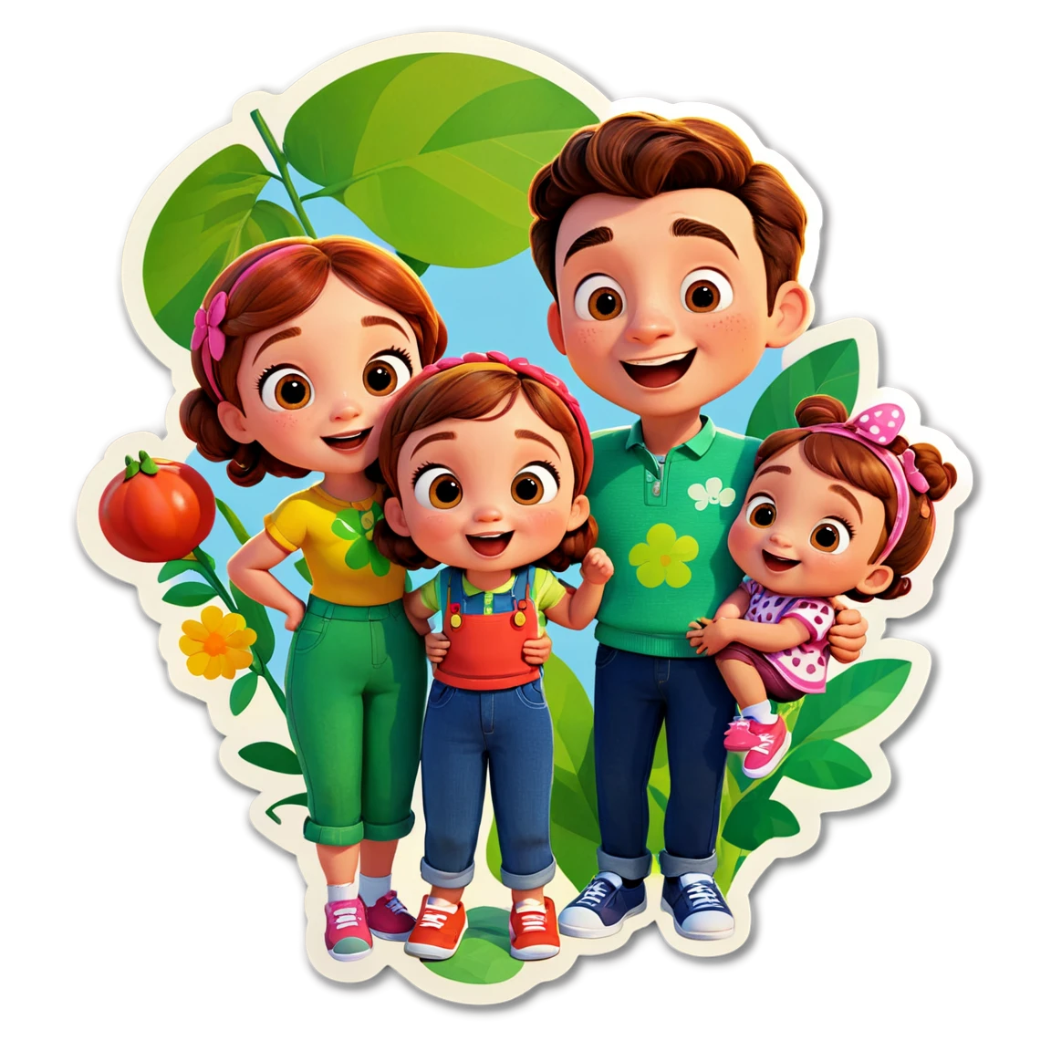 Cocomelon with family, character sticker, Cocomelon sticker