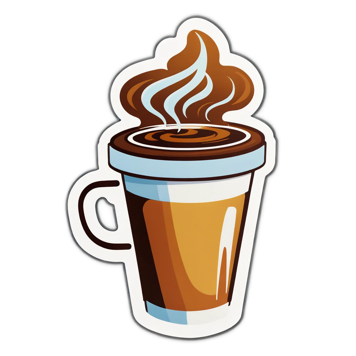 Coffee cup sticker, steaming coffee sticker