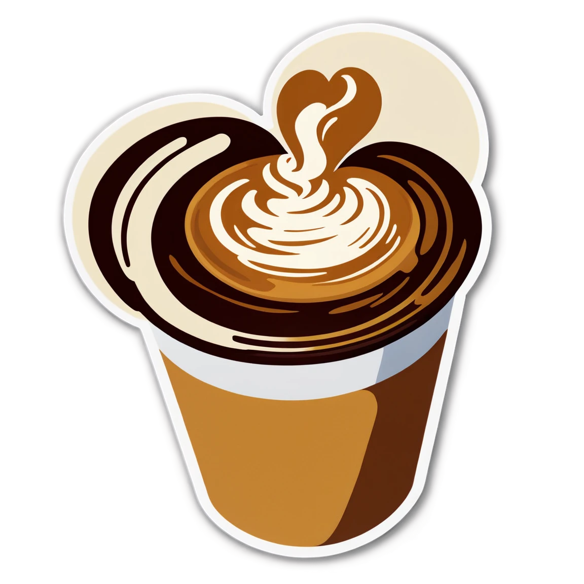 Coffee cup sticker, latte art heart sticker