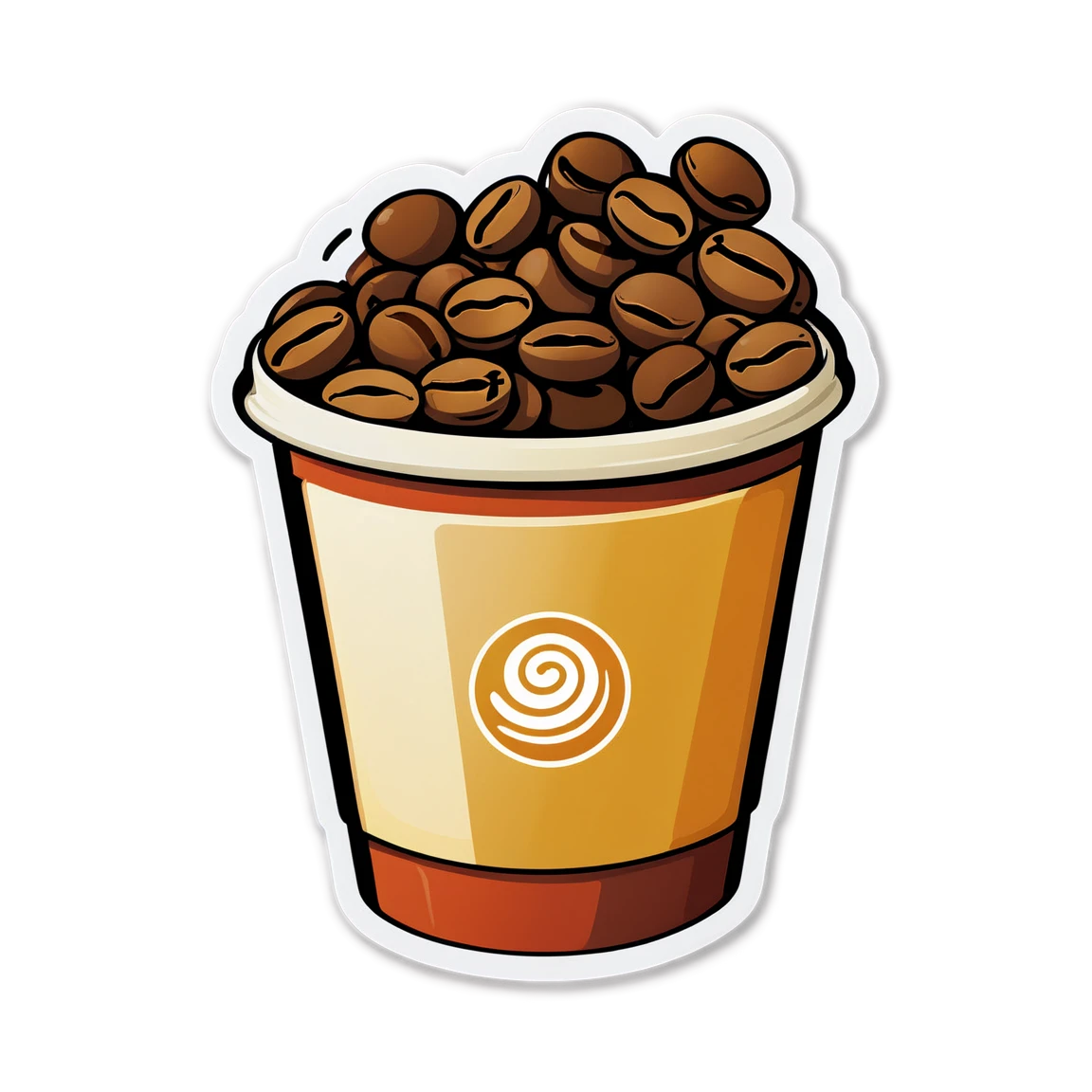 Coffee cup sticker, coffee beans sticker