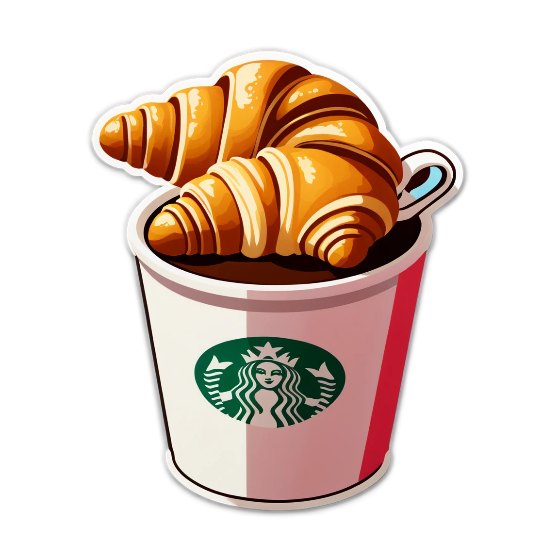 Coffee cup sticker, croissant sticker