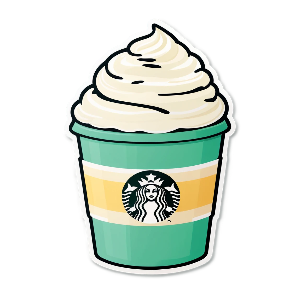 Coffee cup sticker, whipped cream sticker