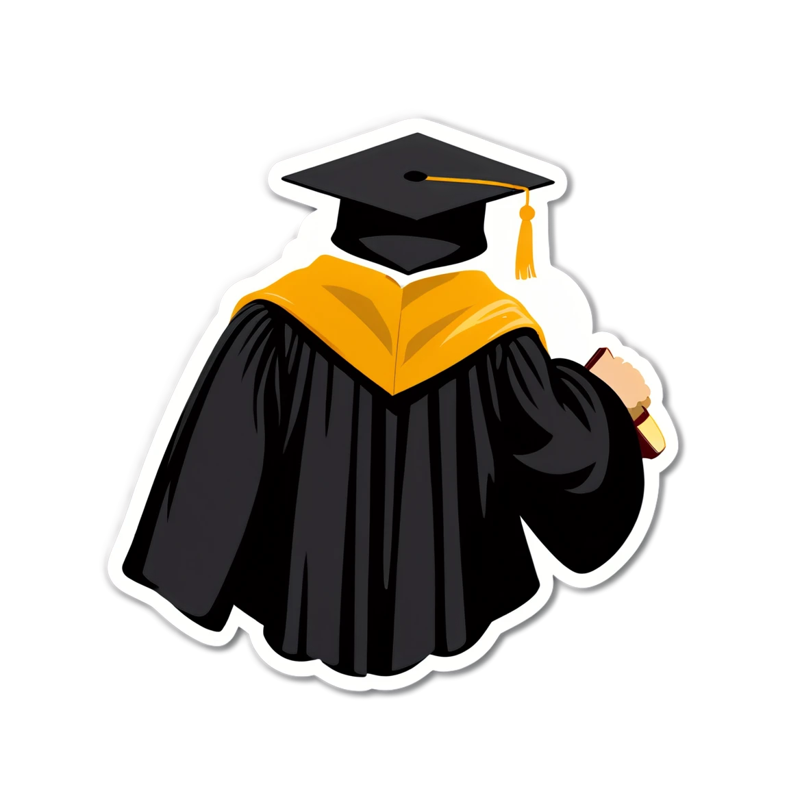 College sticker with a graduation gown, college sticker