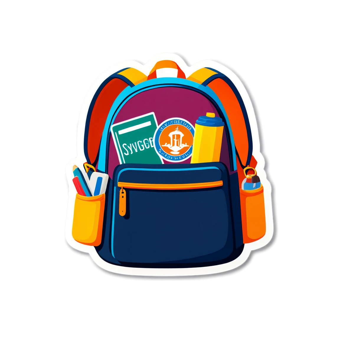 College sticker with a backpack, college sticker