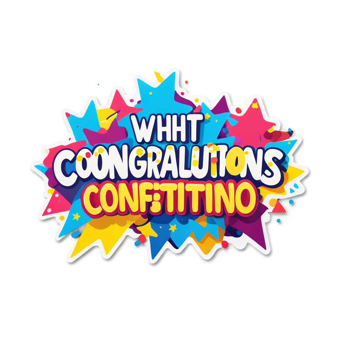 Congratulations with confetti, congratulations sticker