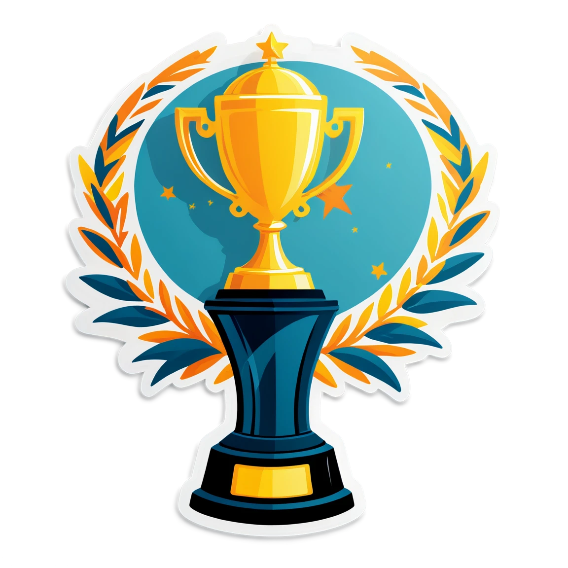 Congratulations with a trophy, congratulations sticker