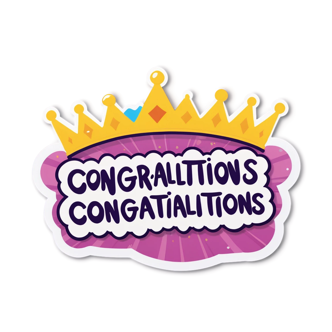 Congratulations with a crown, congratulations sticker