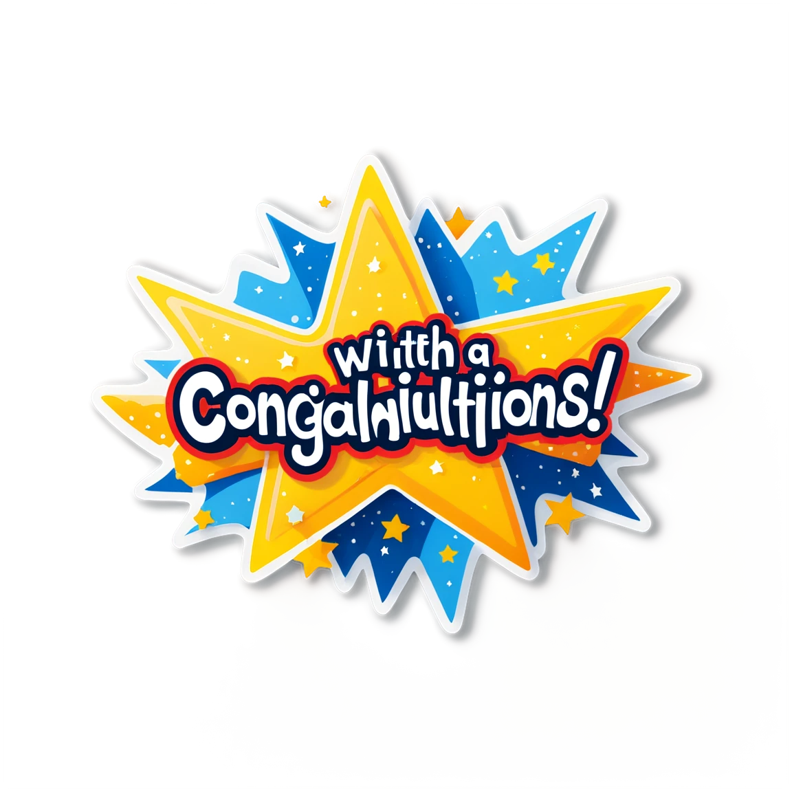 Congratulations with a starry background, congratulations sticker