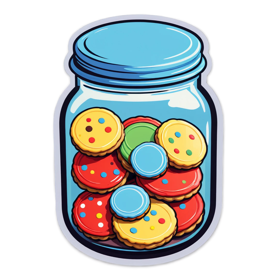 Cookie sticker, in a jar