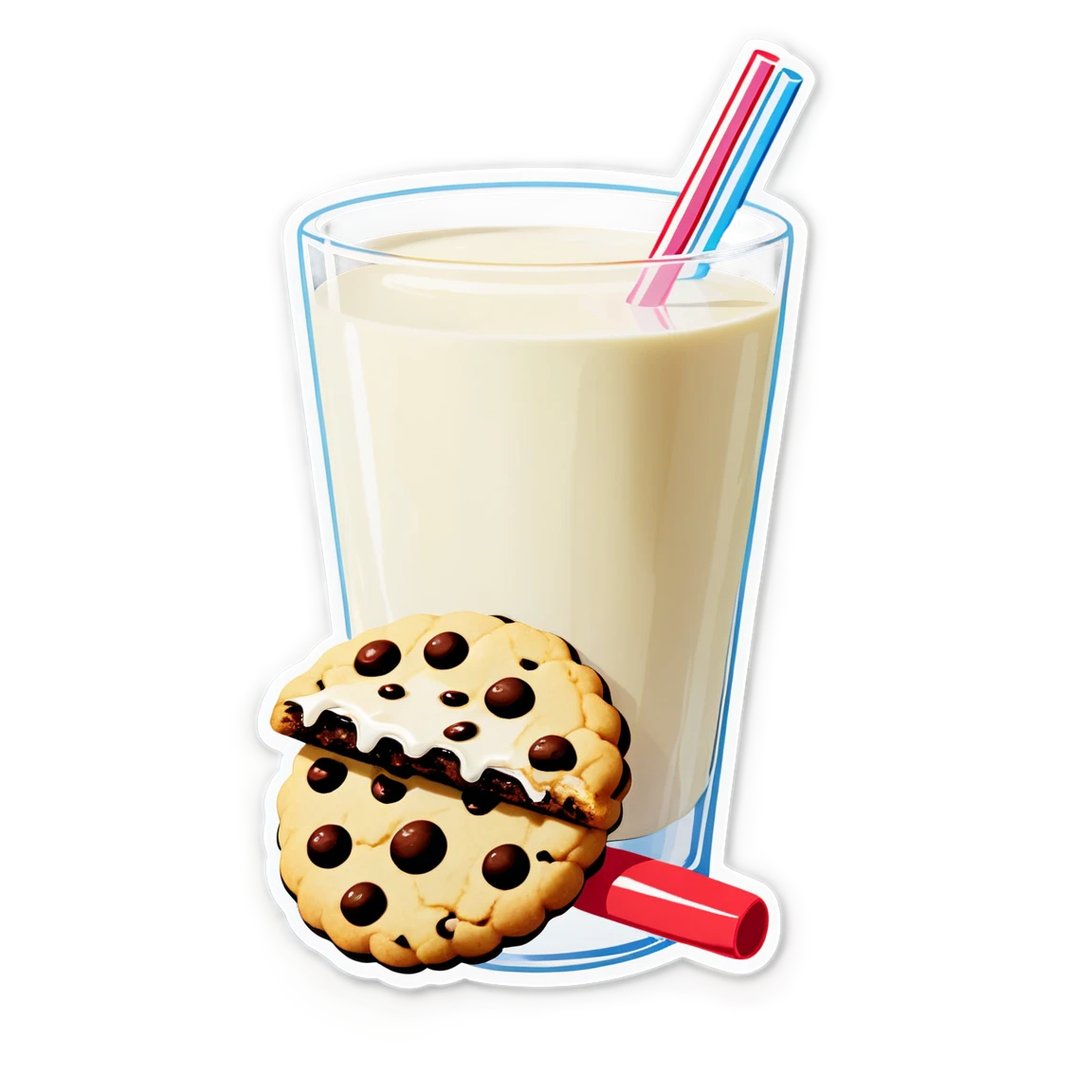 Cookie sticker, with a glass of milk