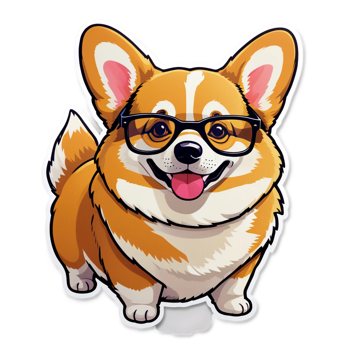 Corgi wearing glasses, corgi sticker