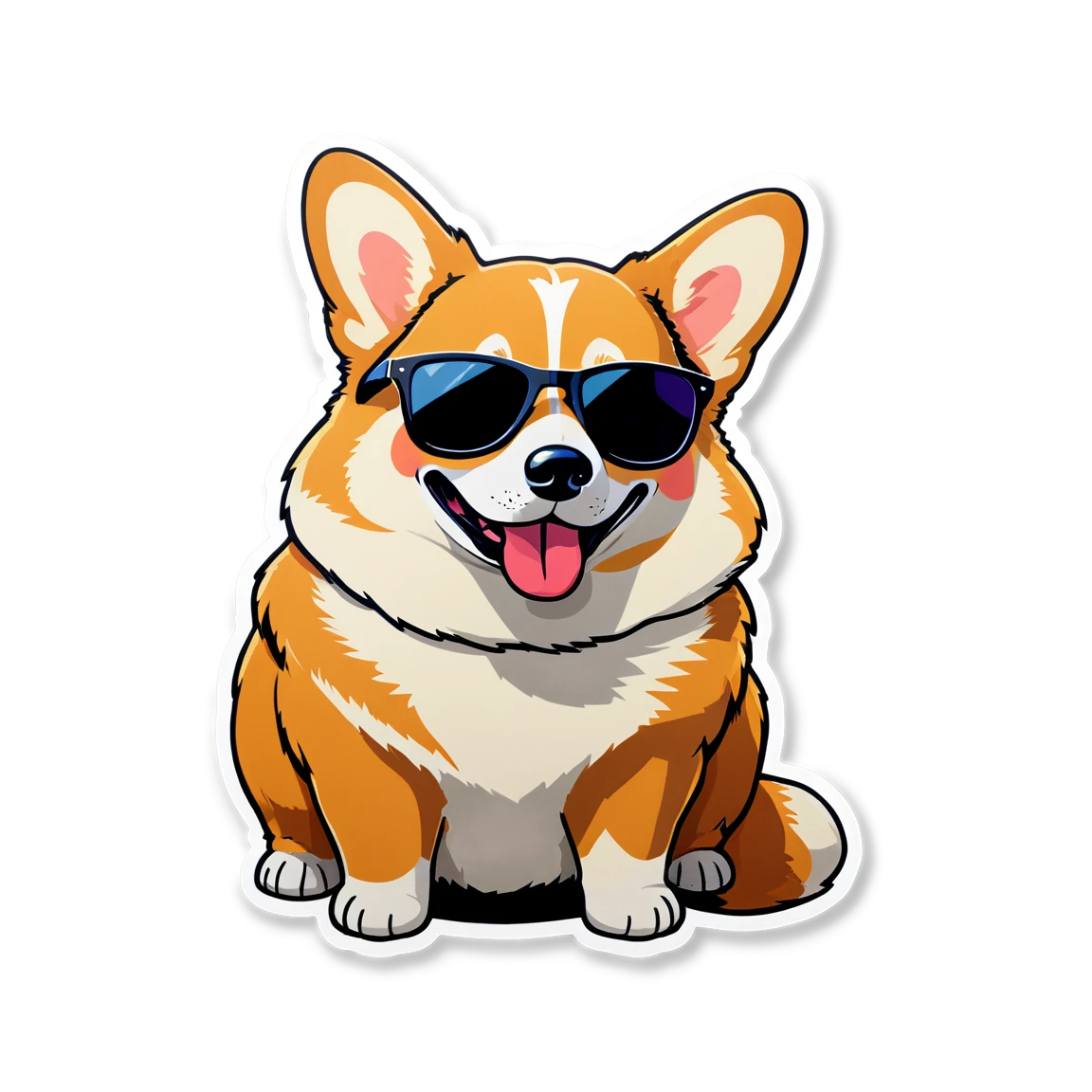 Corgi with sunglasses, corgi sticker