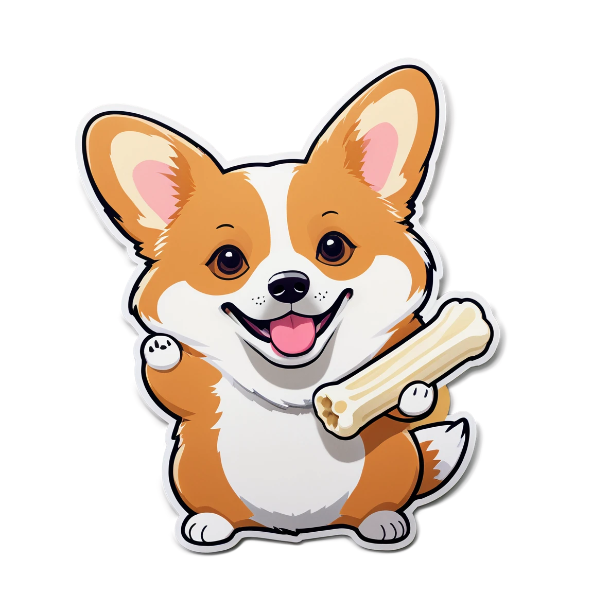 Corgi holding a bone, corgi sticker