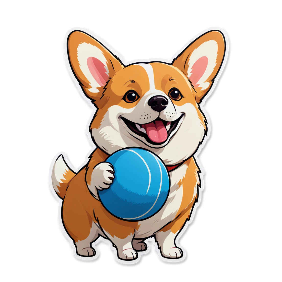 Corgi playing with a ball, corgi sticker