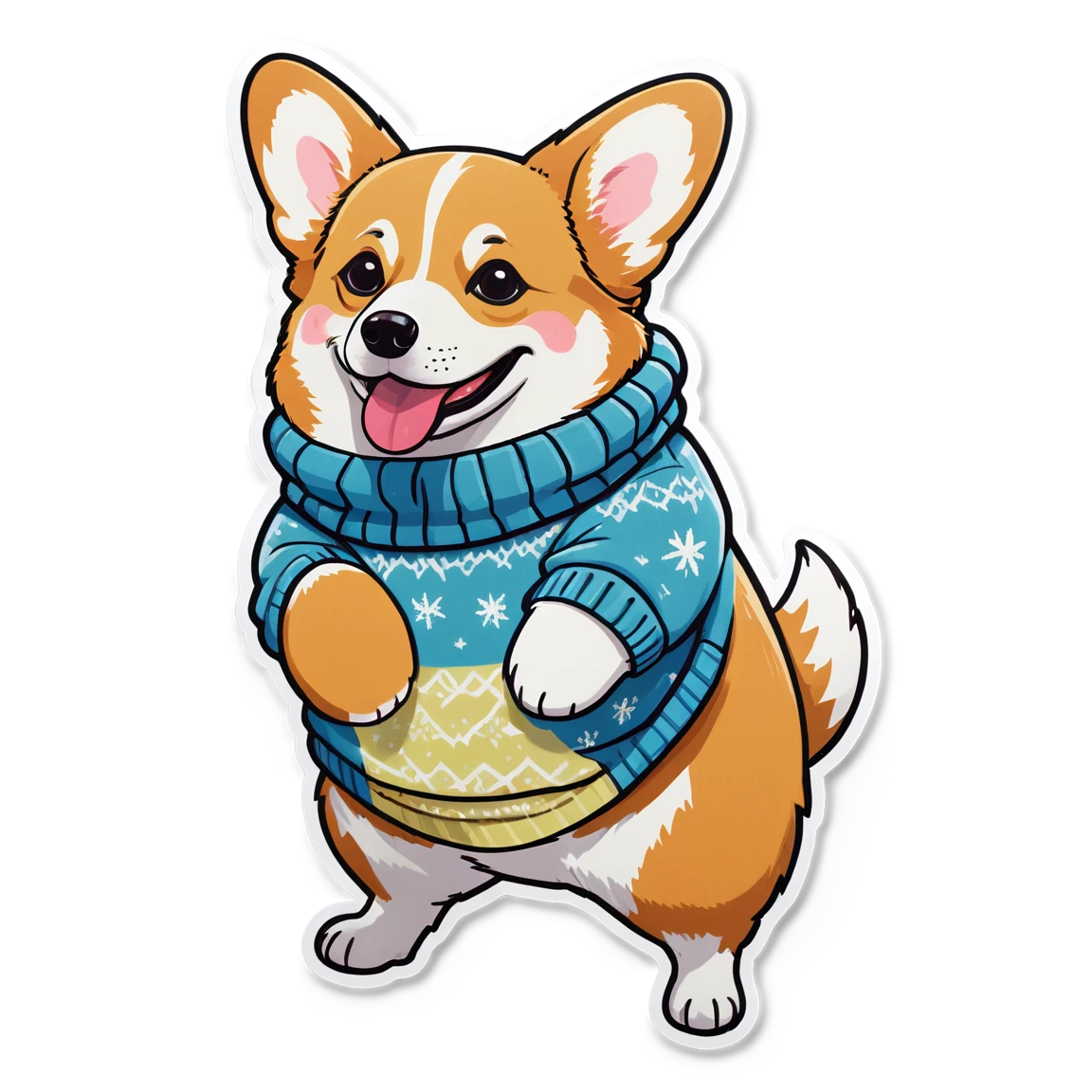 Corgi wearing a sweater, corgi sticker