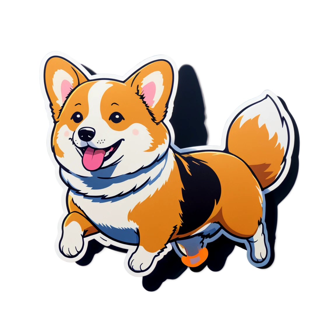 Corgi running, corgi sticker