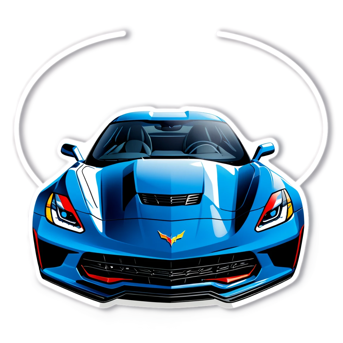 Front view Corvette, car sticker, Corvette sticker