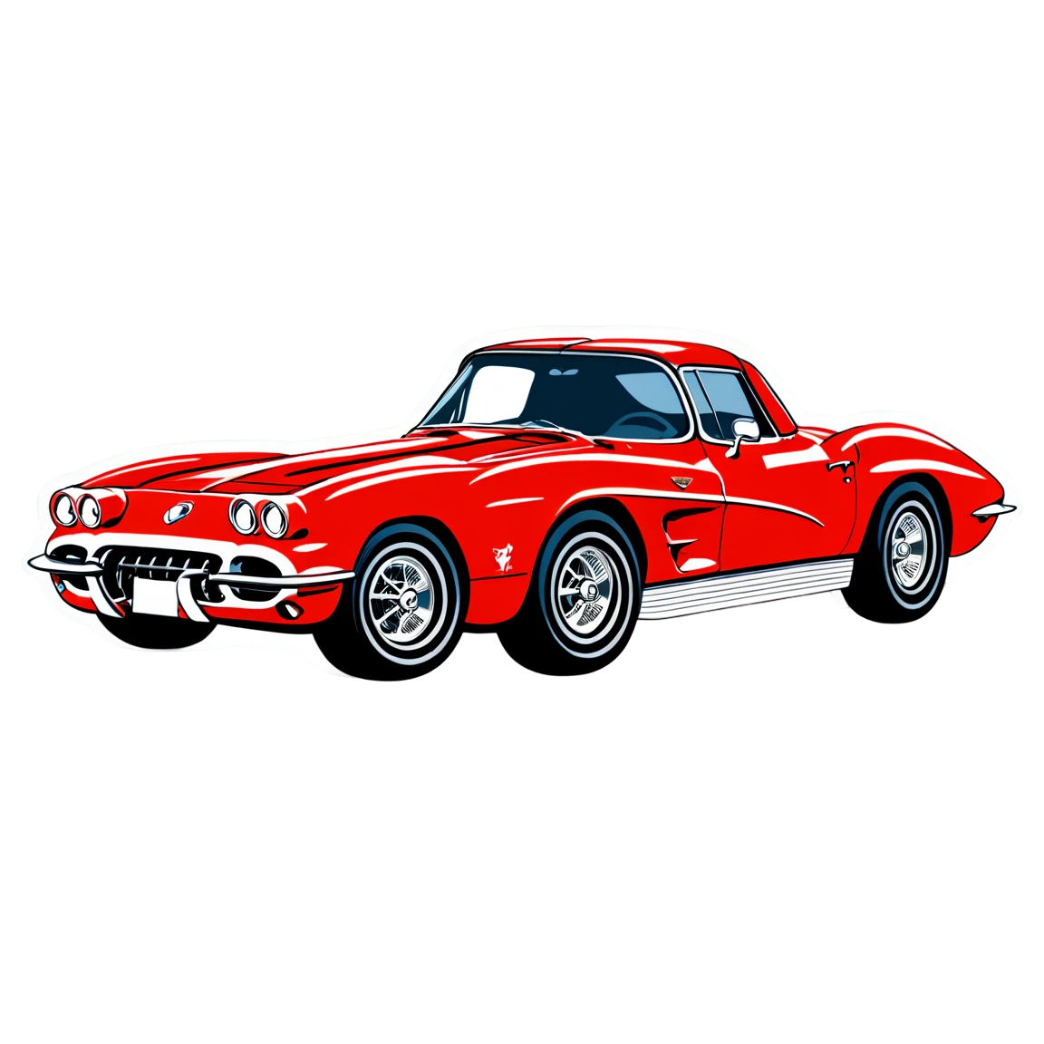 Classic Corvette model, car sticker, Corvette sticker