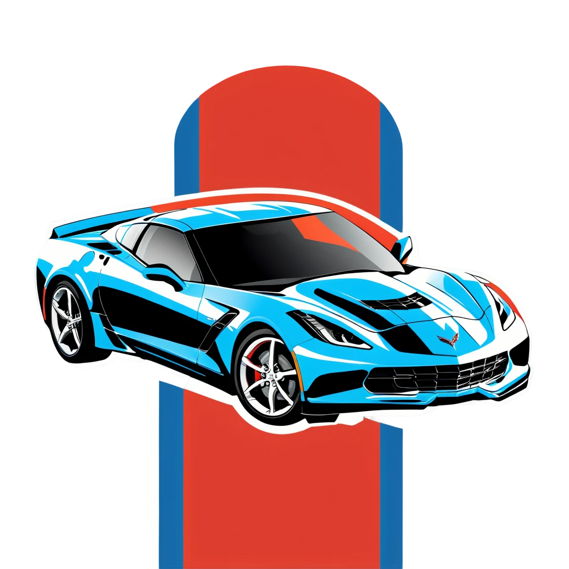 Modern Corvette model, car sticker, Corvette sticker