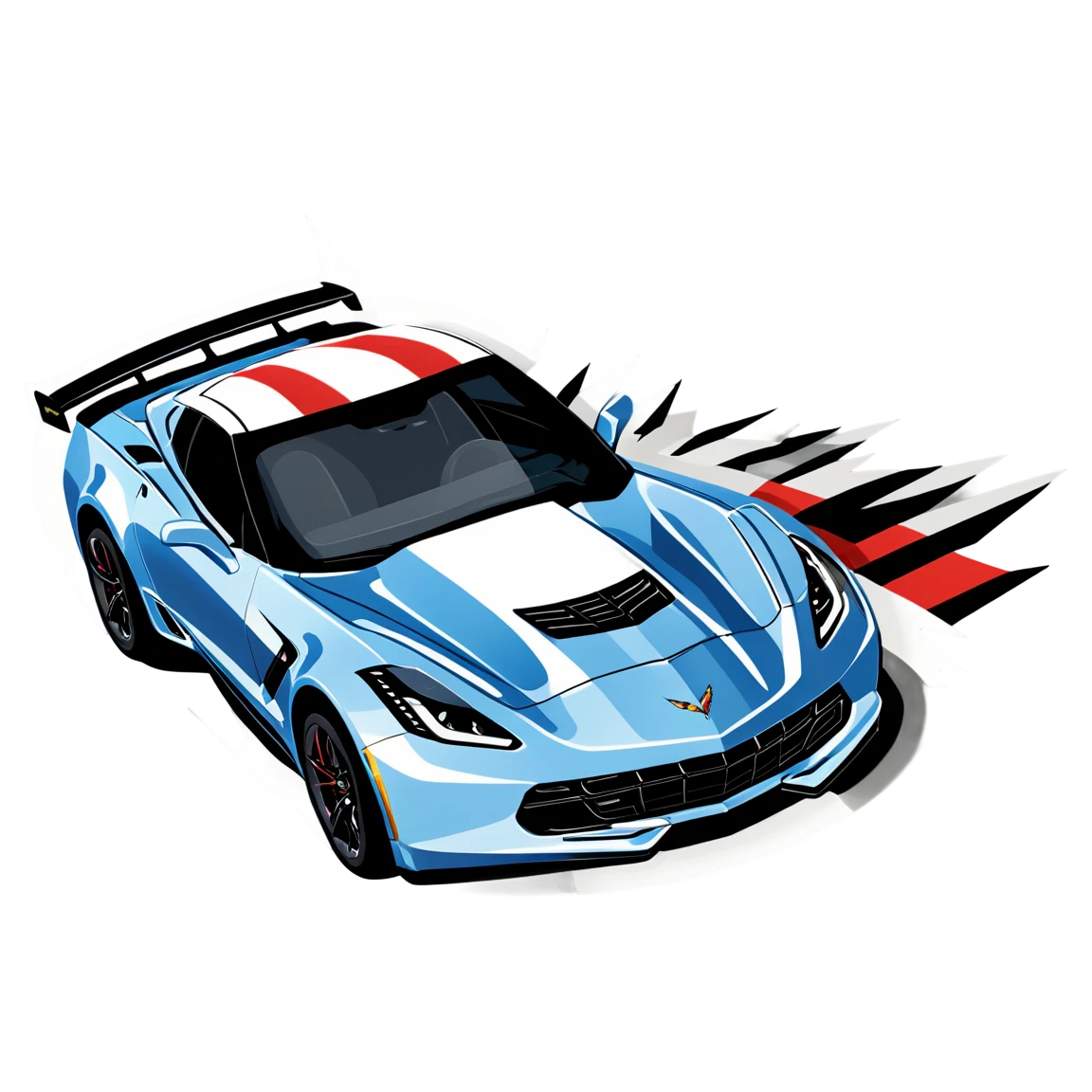 Corvette with racing stripes, car sticker, Corvette sticker