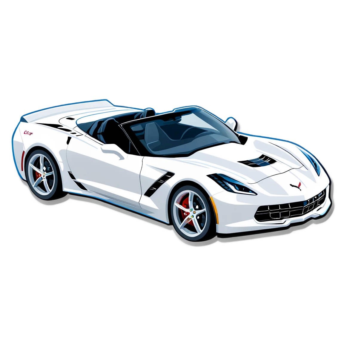 Convertible Corvette, car sticker, Corvette sticker