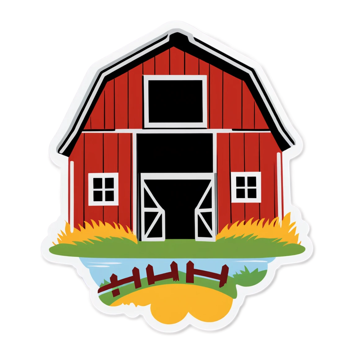 Country sticker with a barn