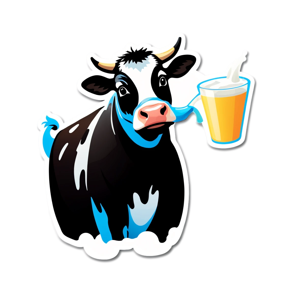 Cow drinking milk, cow sticker