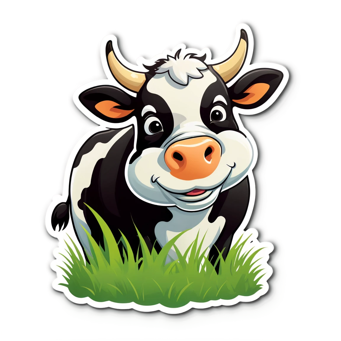 Cow chewing grass, cow sticker