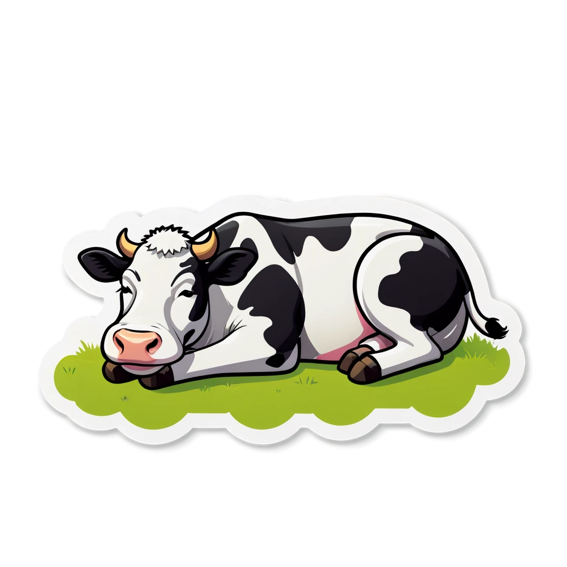 Sleeping cow, cow sticker