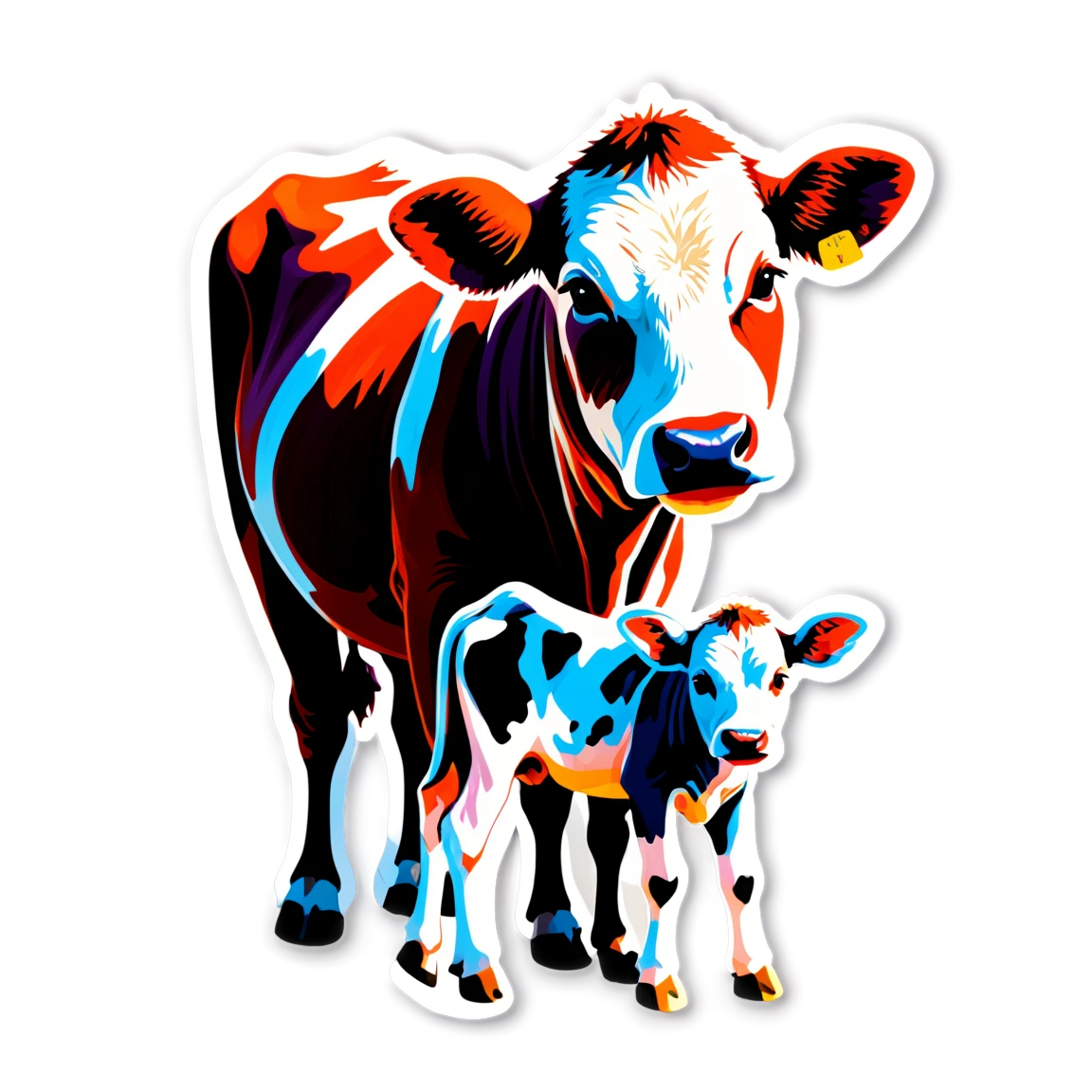 Cow with calf, cow sticker