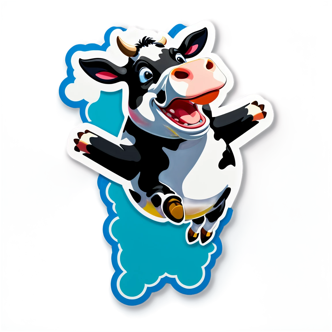 Cow jumping, cow sticker