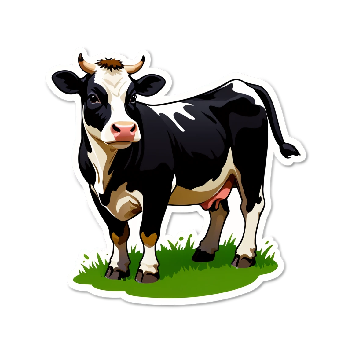 Cow in a meadow, cow sticker