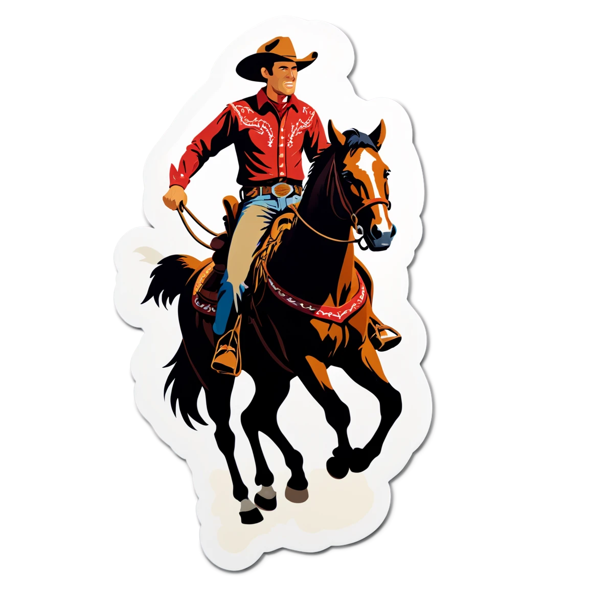 Cowboy riding a horse, cowboy sticker