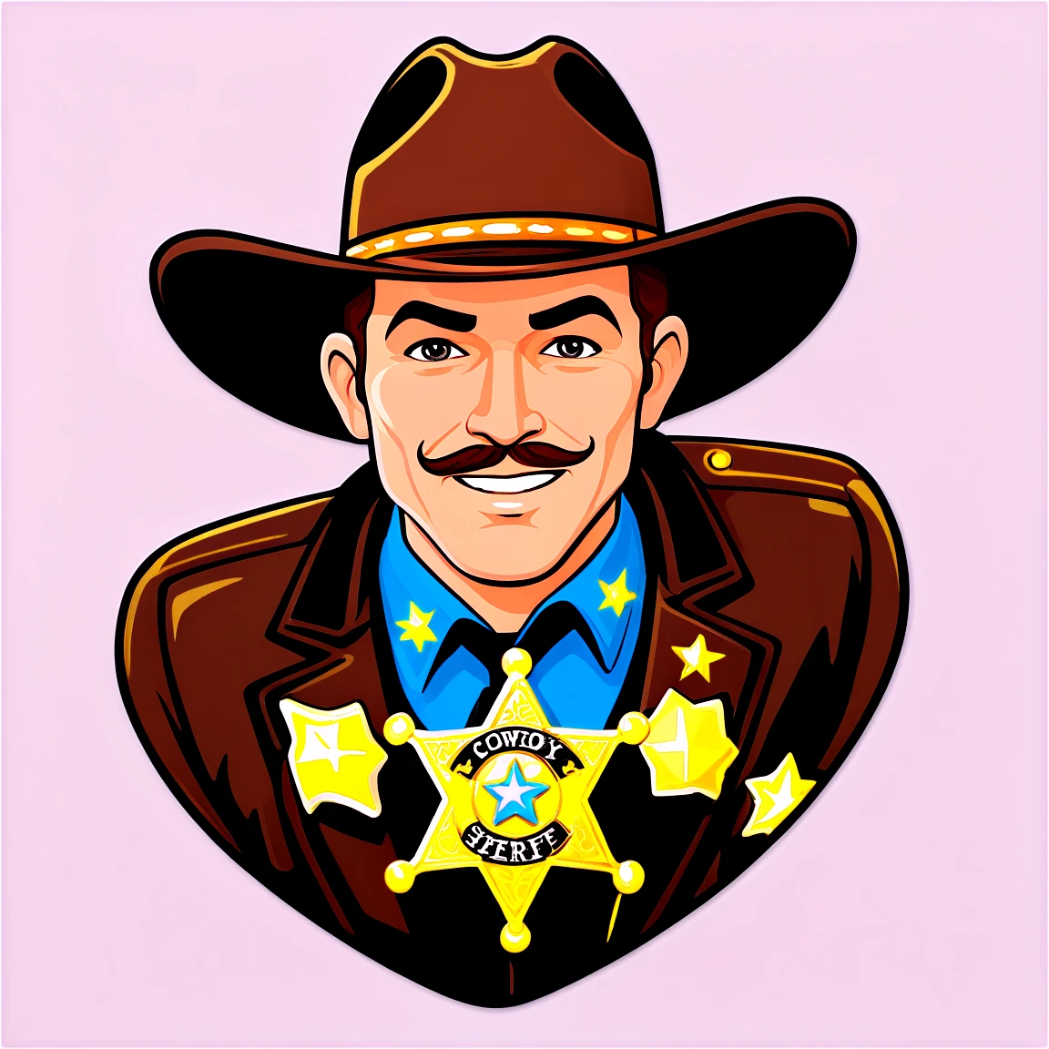 Cowboy with a sheriff badge, cowboy sticker