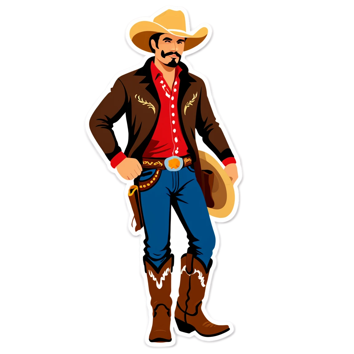 Cowboy wearing boots, cowboy sticker