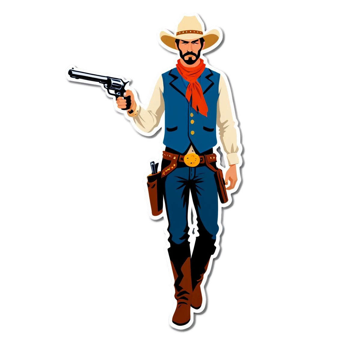 Cowboy with a revolver, cowboy sticker