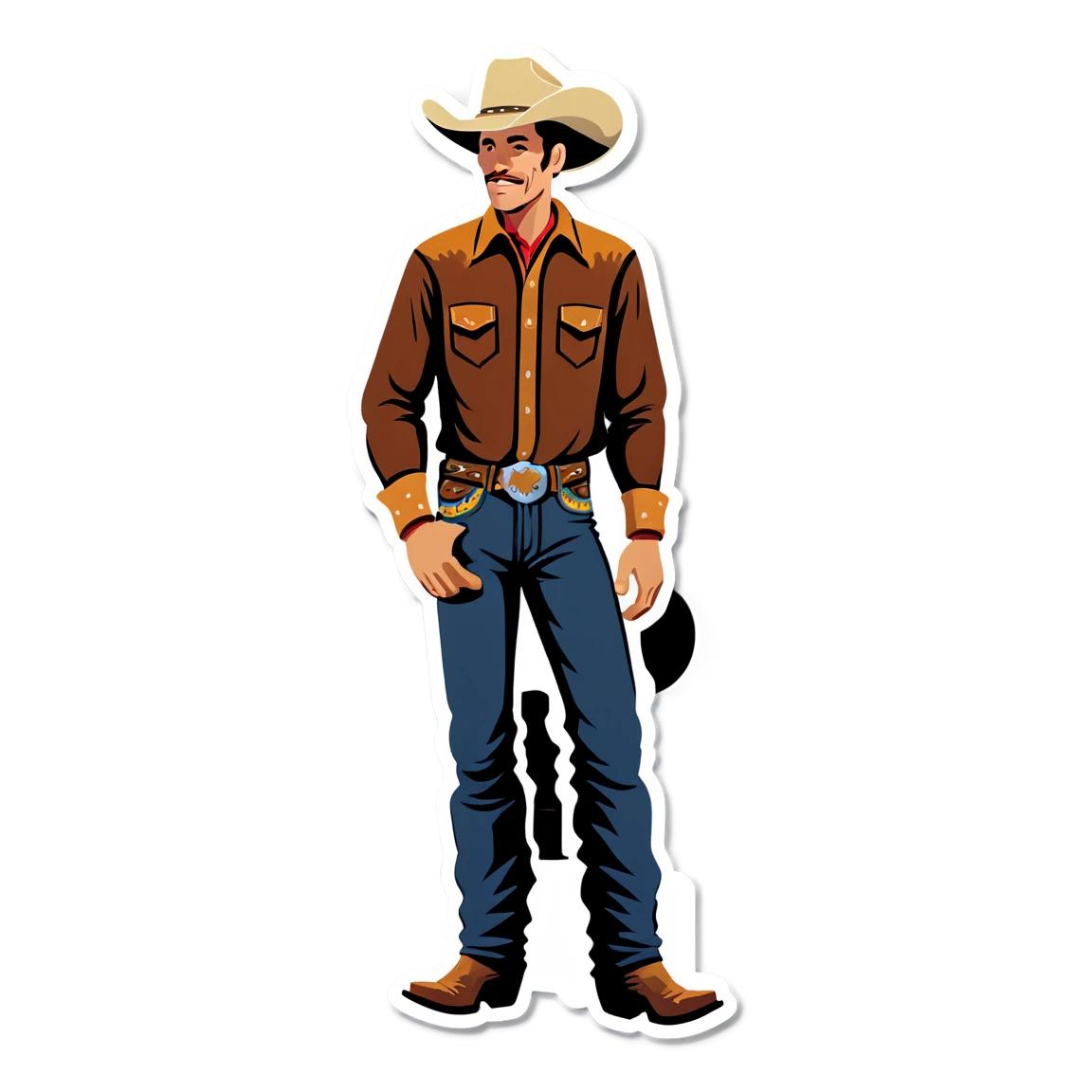 Cowboy leaning on a fence, cowboy sticker