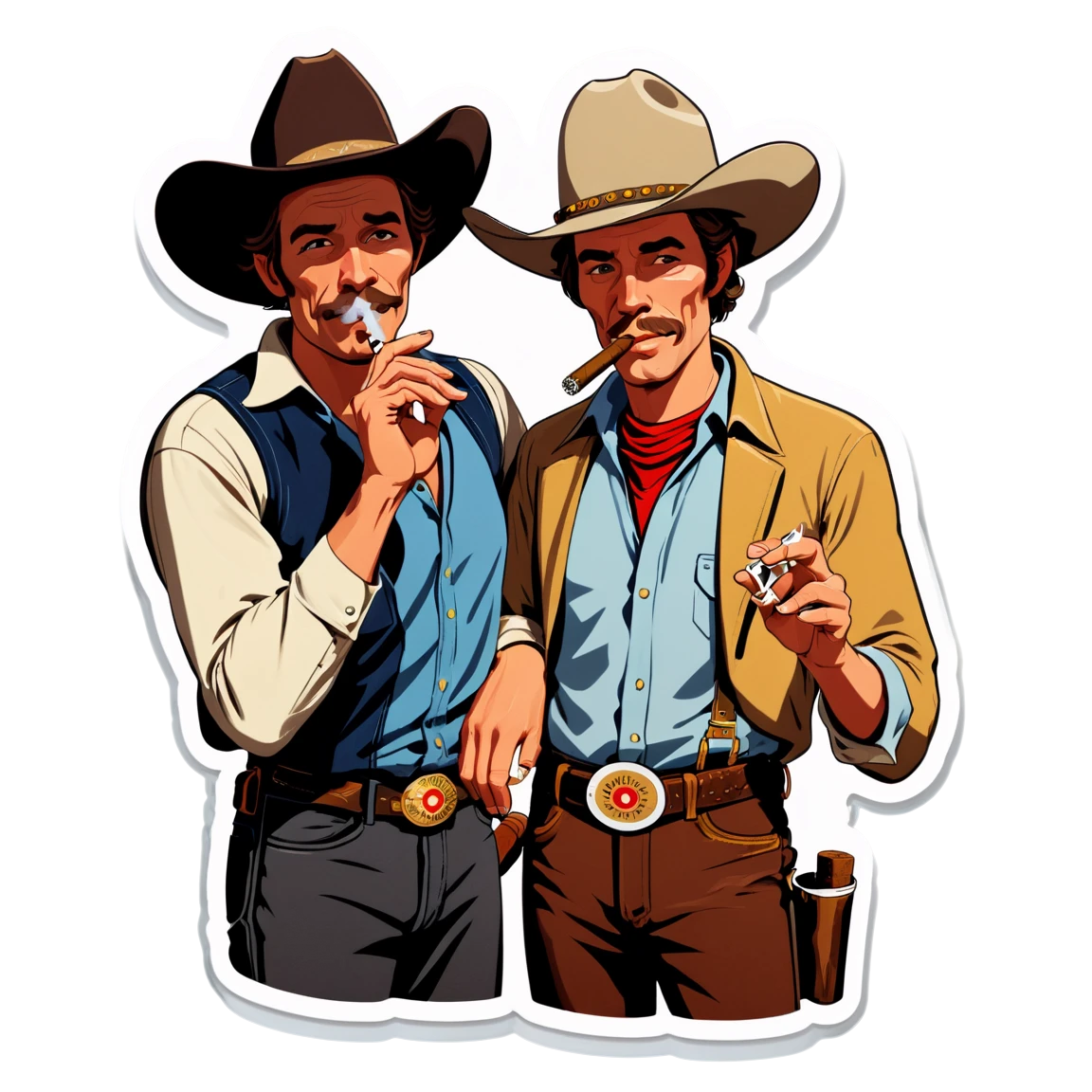 Cowboys smoking a cigar, cowboys sticker