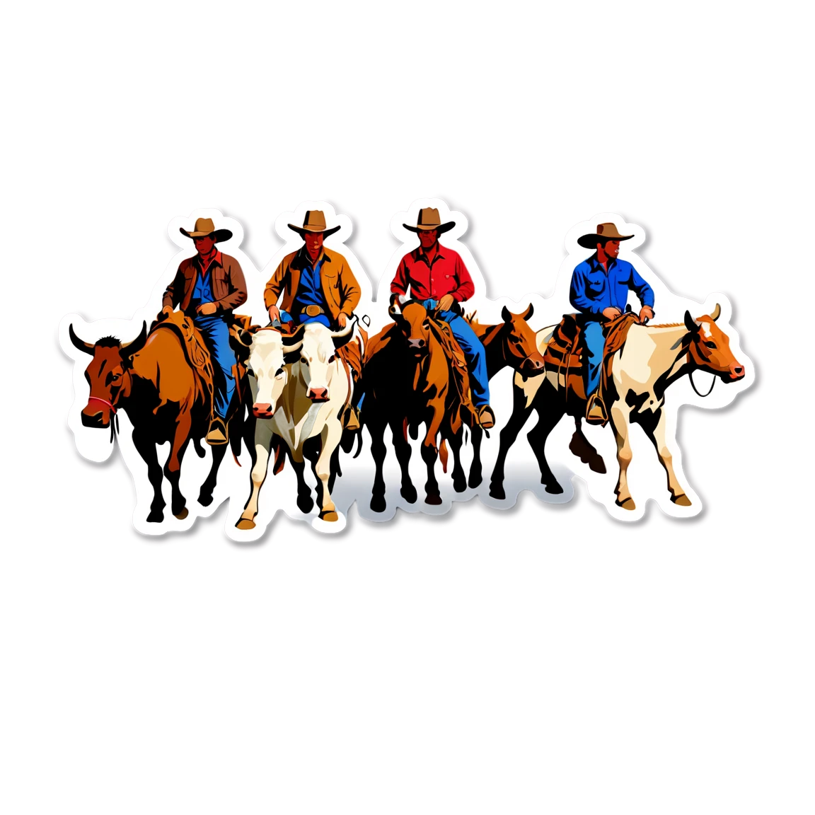 Cowboys on a cattle drive, cowboys sticker