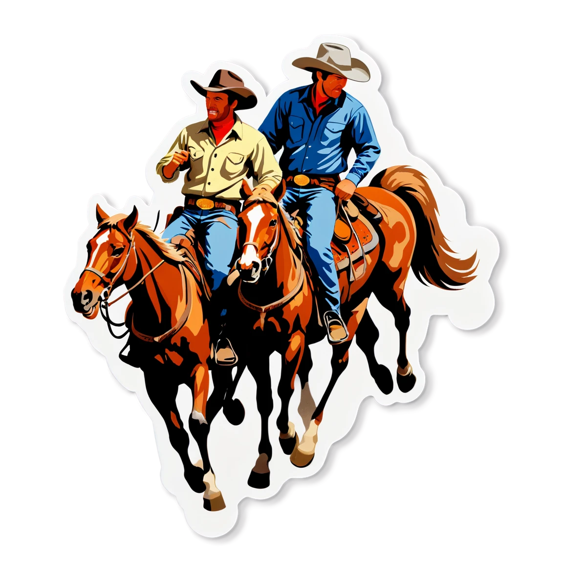 Cowboys riding a horse, cowboys sticker