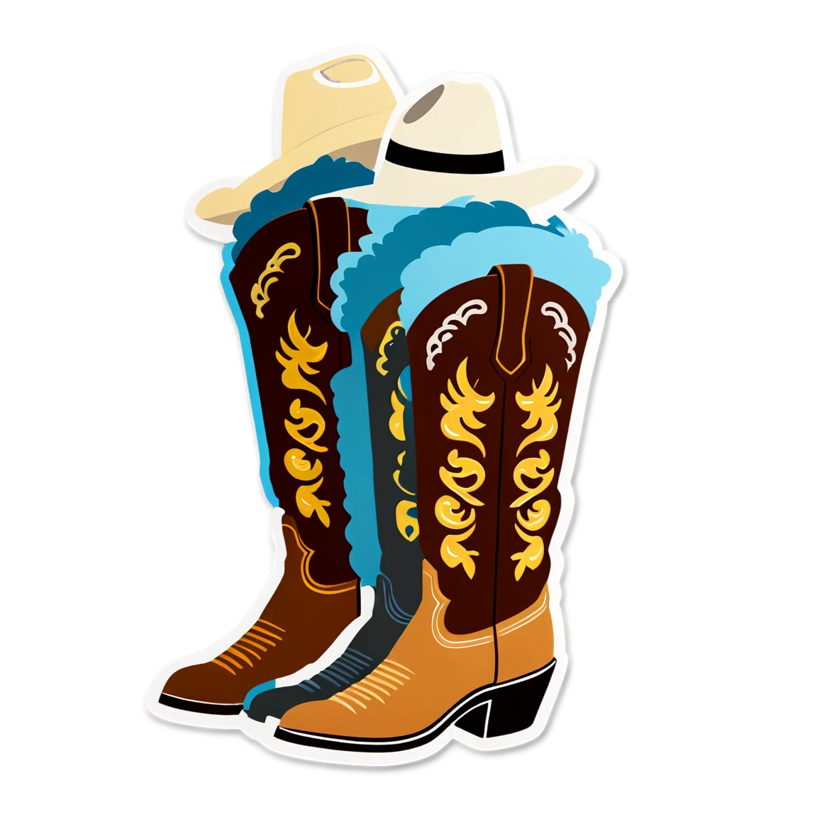 Cowboys wearing boots, cowboys sticker