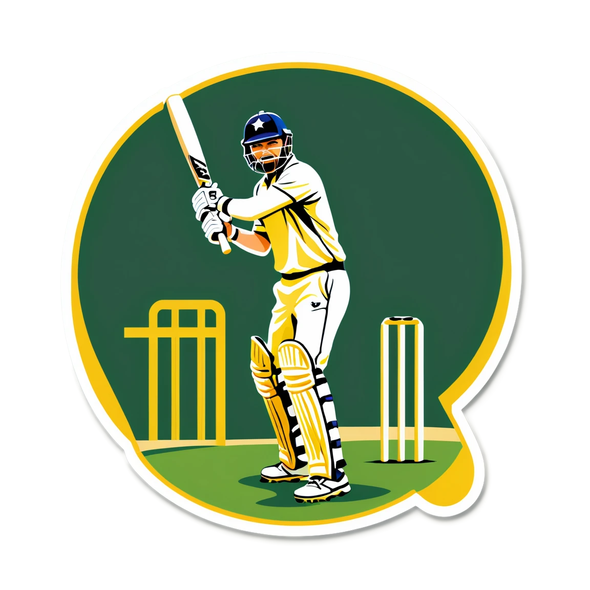 In a stadium, cricket sticker