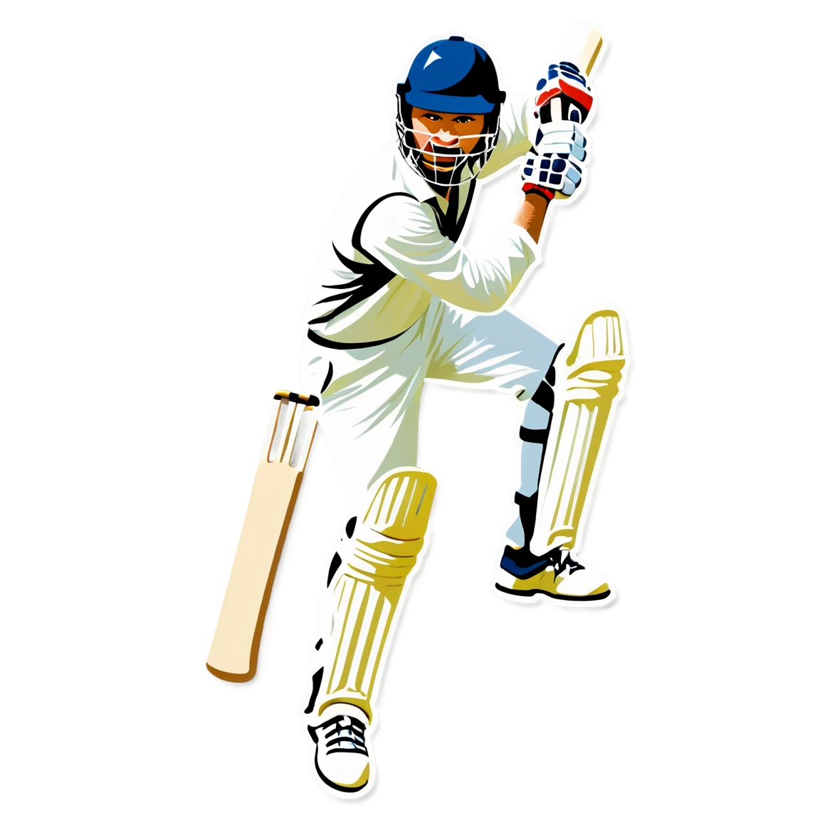 Cricket player wearing a helmet, cricket sticker