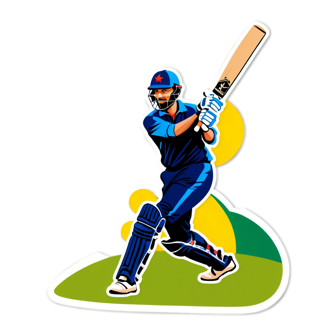 Player on the field, cricket sticker