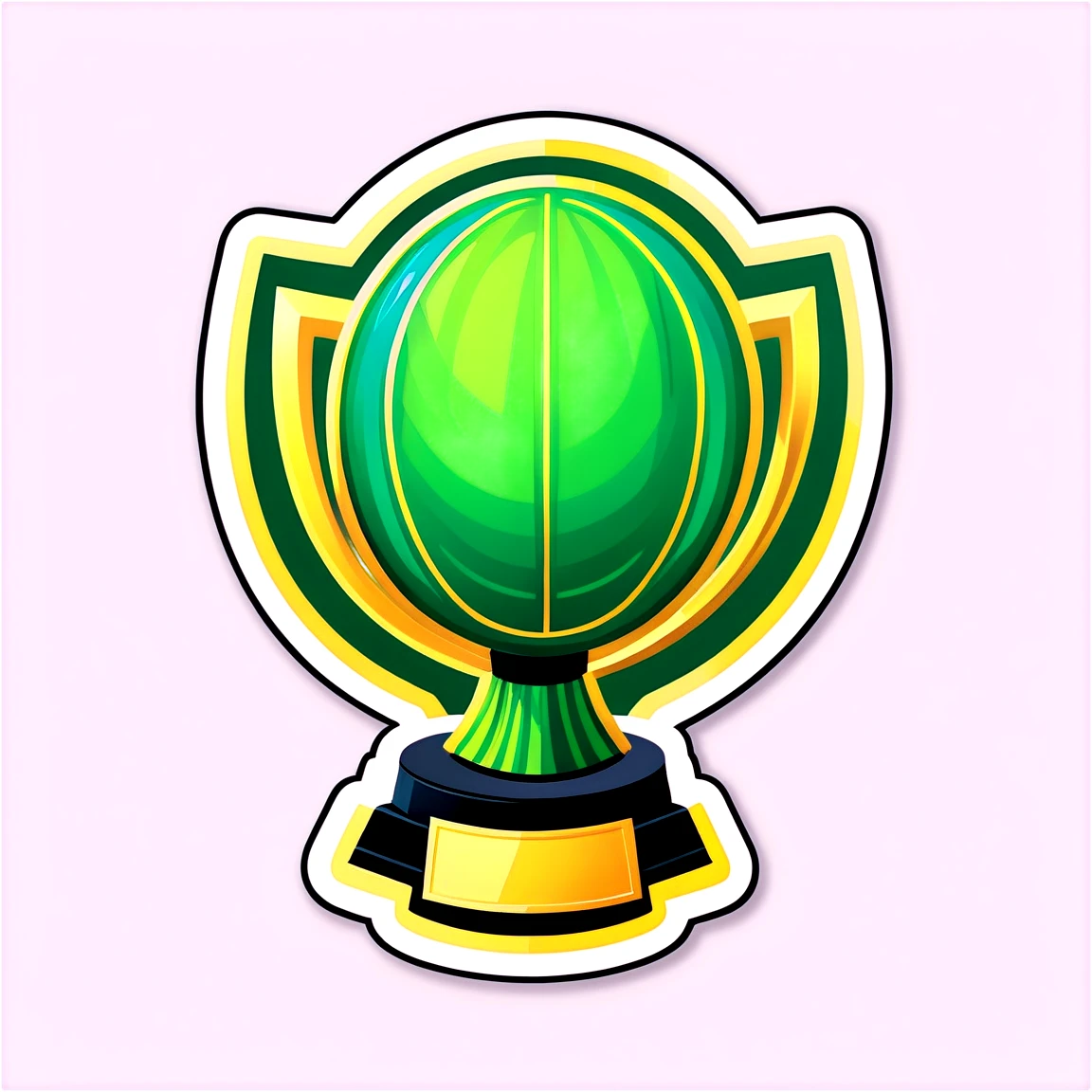 With a trophy, cricket sticker