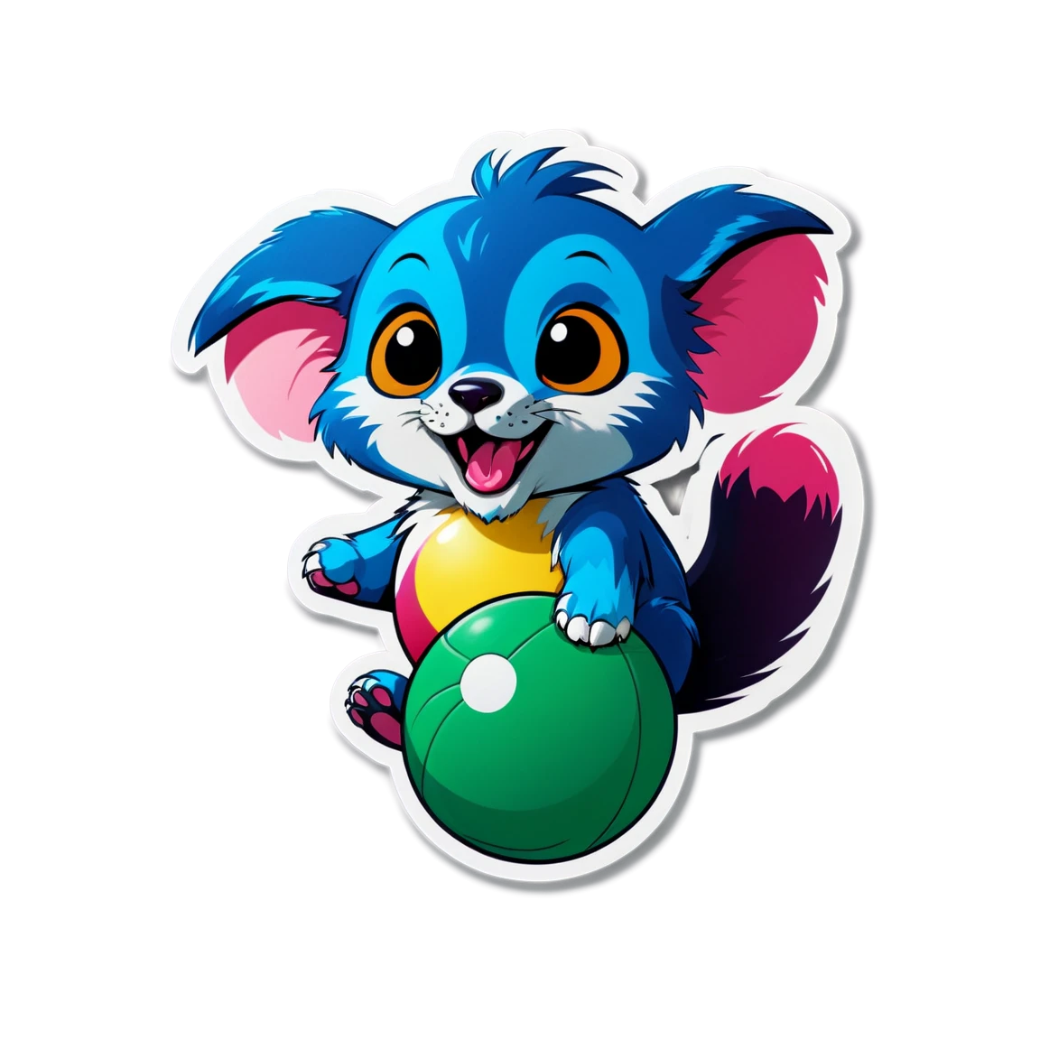 Cute blue fox, cute animal sticker