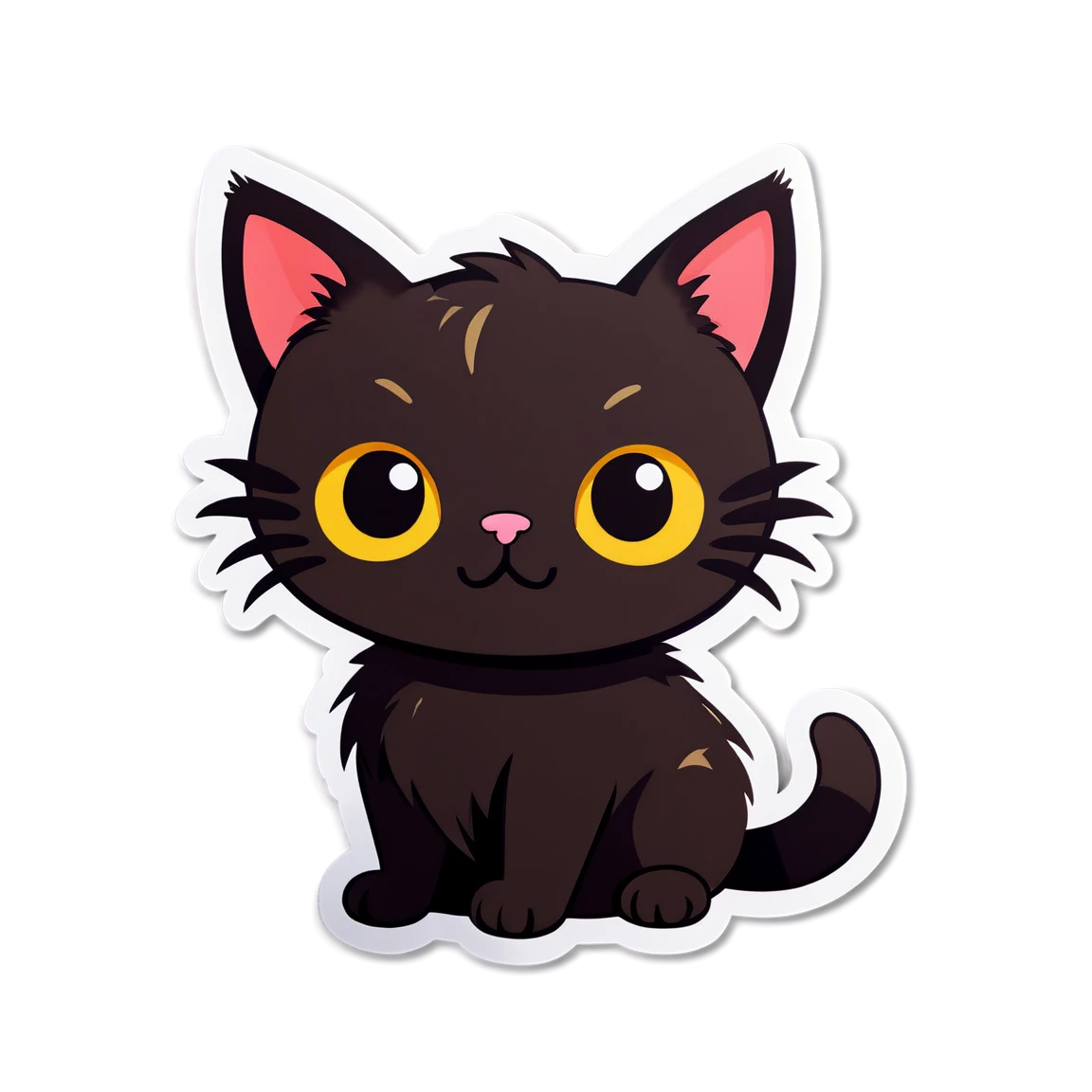 Black cat, sitting cat sticker, cute cat sticker