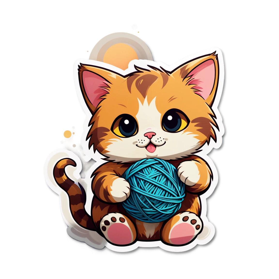 Orange cat, sitting cat sticker, cute cat sticker